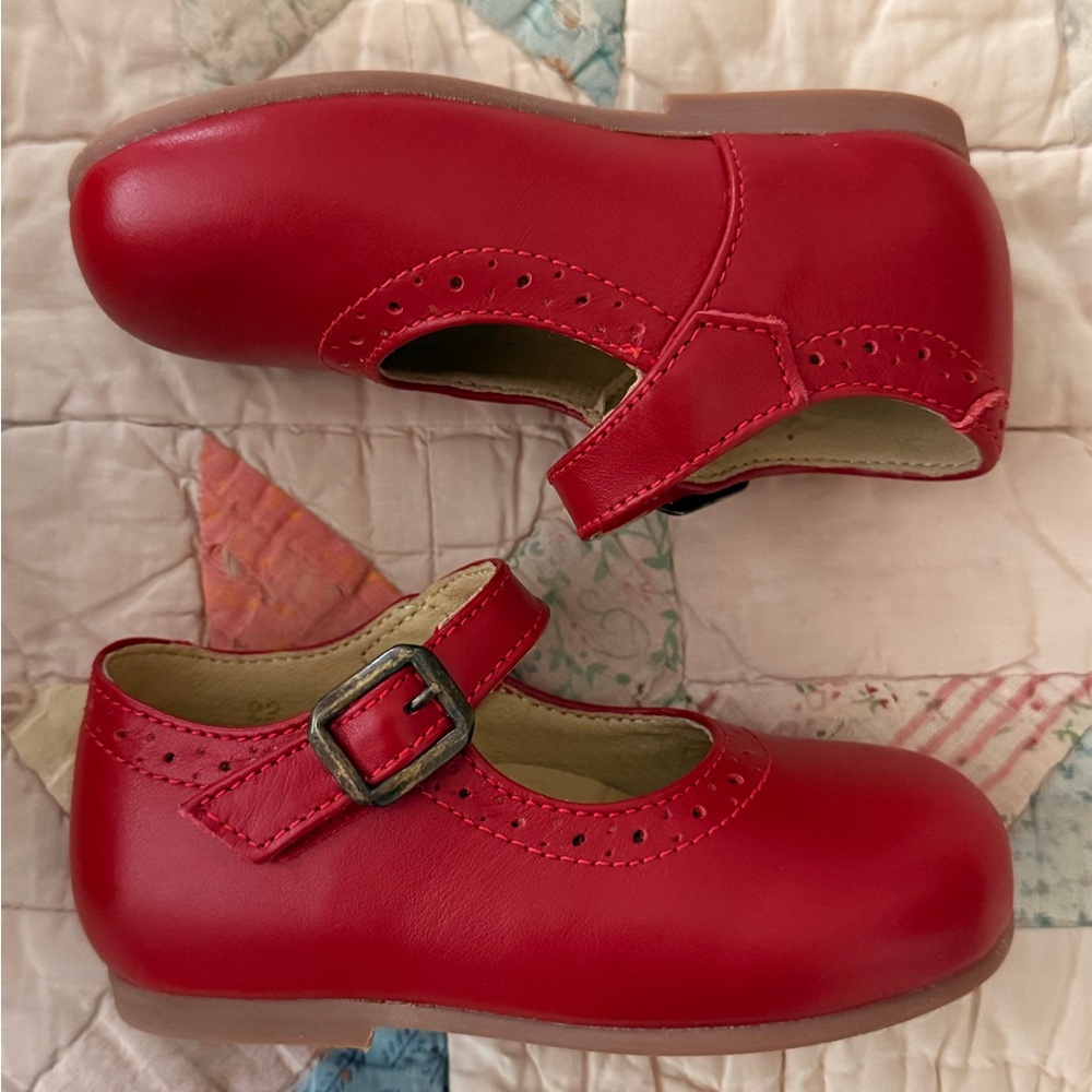 Young Soles London “Diana” Red Leather Baby Mary Janes | EU 22 / US 6 | NIB